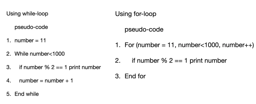 algorithms with repetitions (loops)
