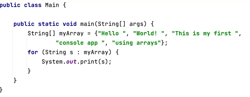 Arrays in Java: Hello World example