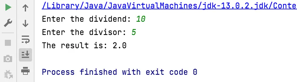 Java program output example