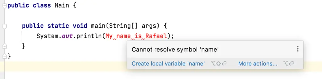 Java syntax error example