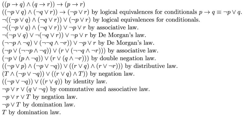Logical Equivalences: Example 3 solution