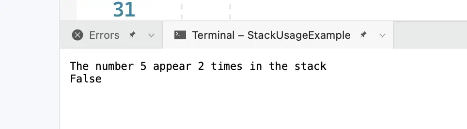 stack data structure usage example output 1